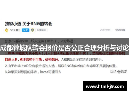 成都蓉城队转会报价是否公正合理分析与讨论